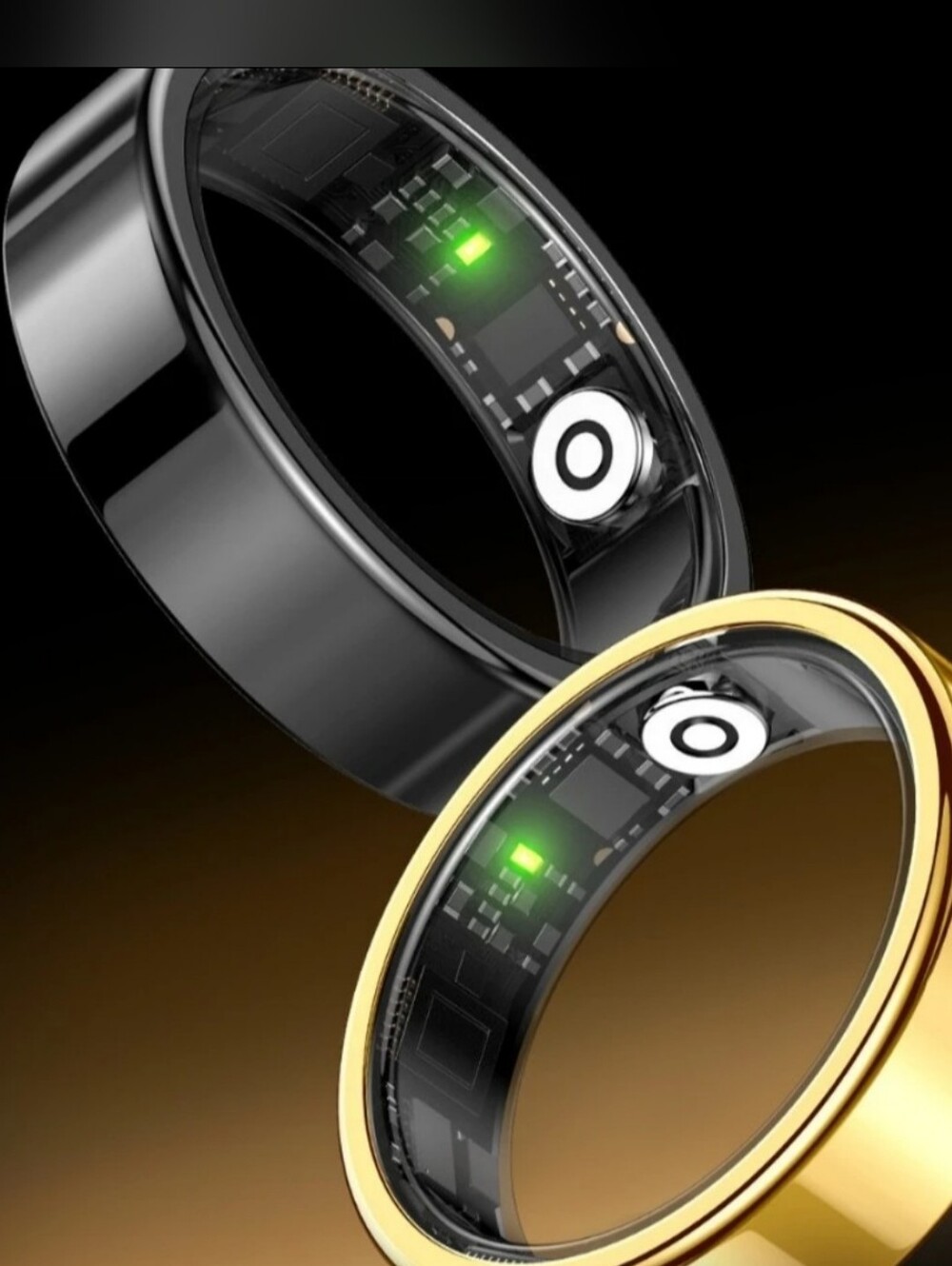 LuckRing Smart Ring Heart Rate Monitor Gold Stainless Steel Android/iOS Size 9
